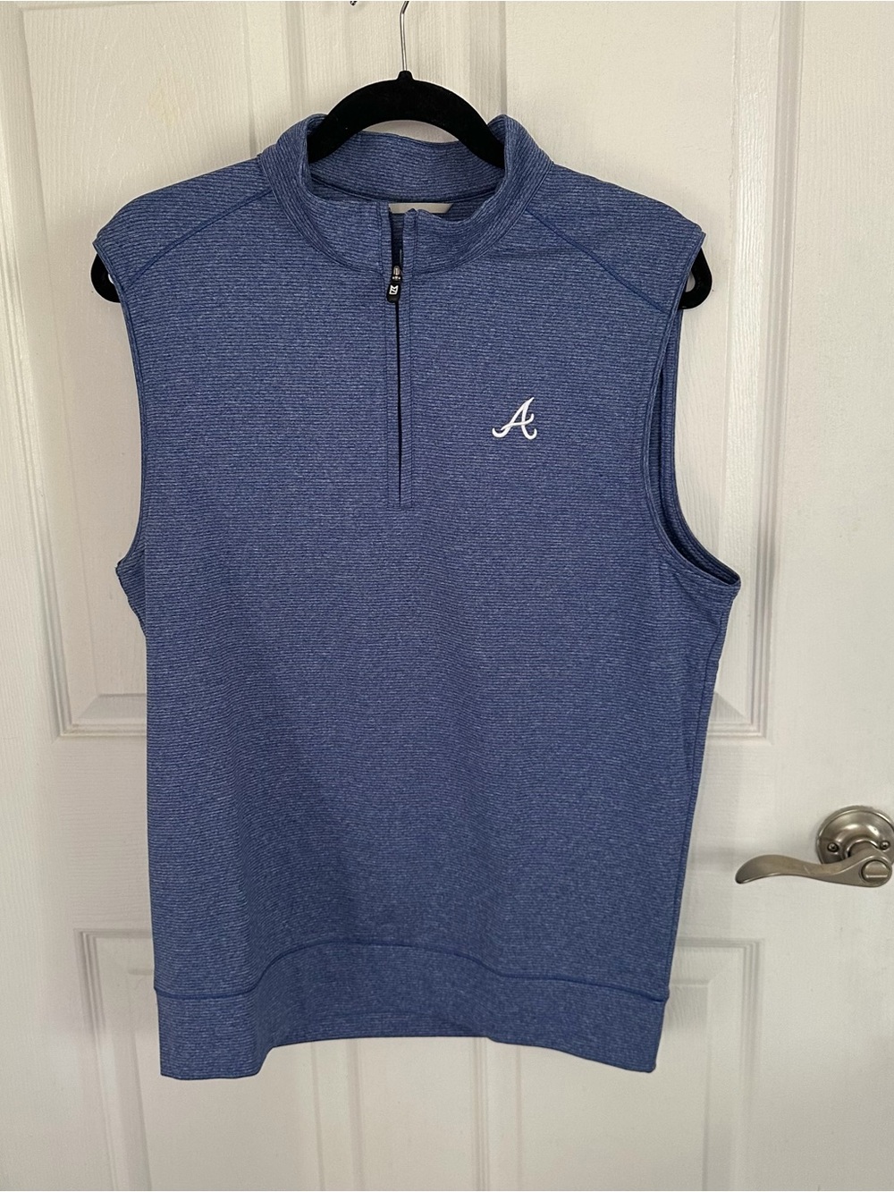 Men's Blue Sleeveless Quarter-Zip Pullover Atlanta Braves Vest Size S